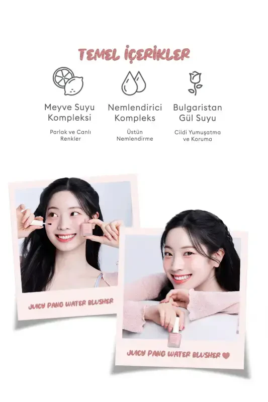 Meyve Kokulu, Nemlendirici, Doğal Görünümlü Sıvı Allık A'pıeu Juicy-pang Water Blusher (PK03)-PK03 - 2