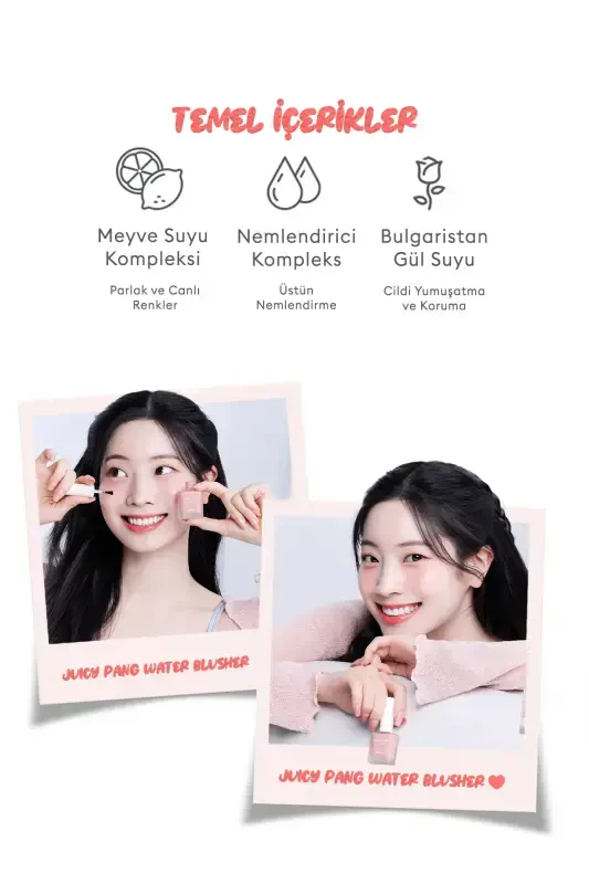 Meyve Kokulu, Nemlendirici, Doğal Görünümlü Sıvı Allık A'pıeu Juicy-pang Water Blusher (PK04)-PK04 - 2
