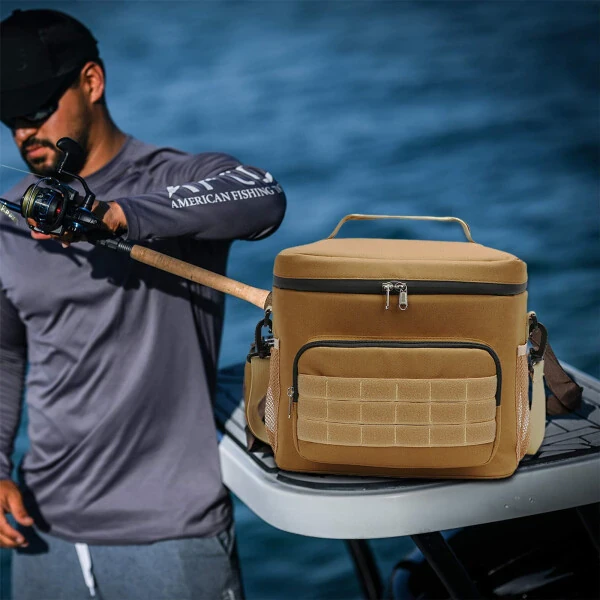 Mfigree 2024 New Tackle Bag Fishing Tackle Bag With Moulded Base Tackle Storage Bags for Anglers for All Your Fishing Gear and Tools-GOLD - 3