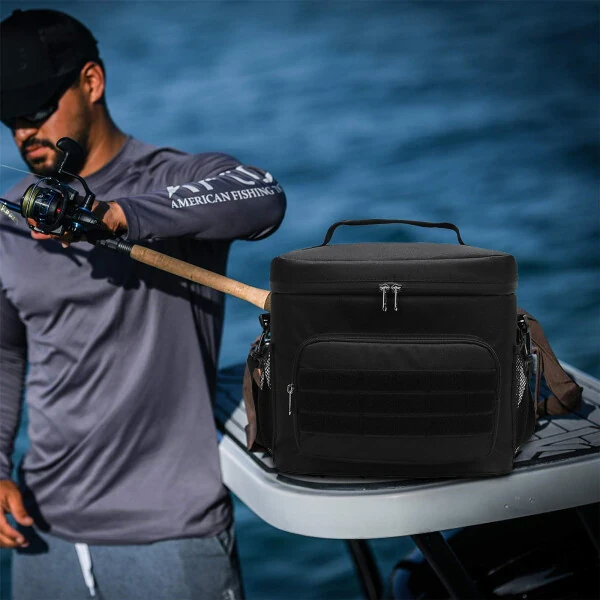 Mfigree 2024 New Tackle Bag Fishing Tackle Bag With Moulded Base Tackle Storage Bags for Anglers for All Your Fishing Gear and Tools-BLACK - 3