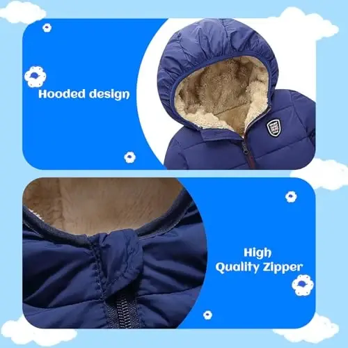 Mfmiudole Baby Boys Girls Winter Coats, Thick Hooded Down Kids Infants Toddlers Winter Warm Jacket Outerwear for 1-7 Years - 3