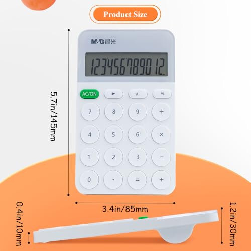 M&G Desk Calculator 12 Digit Calculator with Large LCD Display and Buttons, Automatic Sleep, Portable Cute Calculator for School Home Business Office, Battery Included (White) - 4