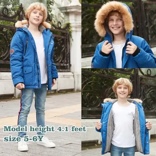 MGWDT Boy's Winter Coats Kids Puffer Jackets Thicken Warm Parka for Cold Weather | Sizes 5-14Y | - 5