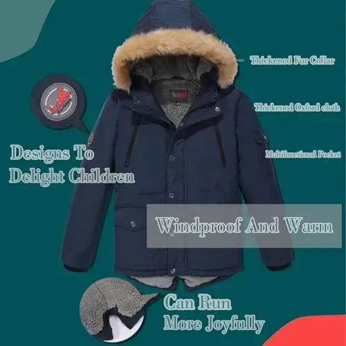 MGWDT Boy's Winter Coats Kids Puffer Jackets Thicken Warm Parka for Cold Weather | Sizes 5-14Y | - 4