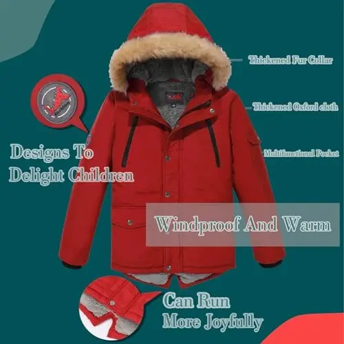 MGWDT Boy's Winter Coats Kids Puffer Jackets Thicken Warm Parka for Cold Weather | Sizes 5-14Y | - 4
