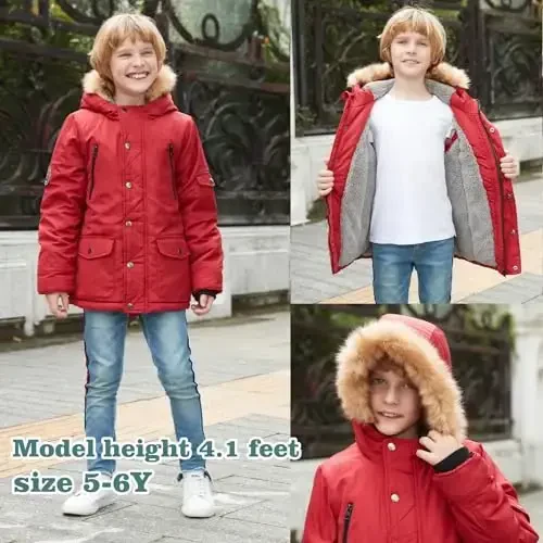 MGWDT Boy's Winter Coats Kids Puffer Jackets Thicken Warm Parka for Cold Weather | Sizes 5-14Y | - 5