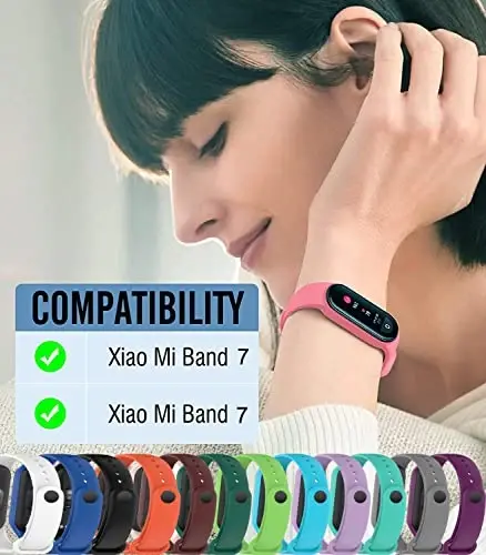 SZBAMI Bands Replacement for Mi Band 7 Strap Wristbands Compatible with Xiaomi Mi Band 7 Smartwatch Accessories Colorful Bracelet for Women Men Silicone Smart Watch Xiaomi 7 Wrist Band - 4