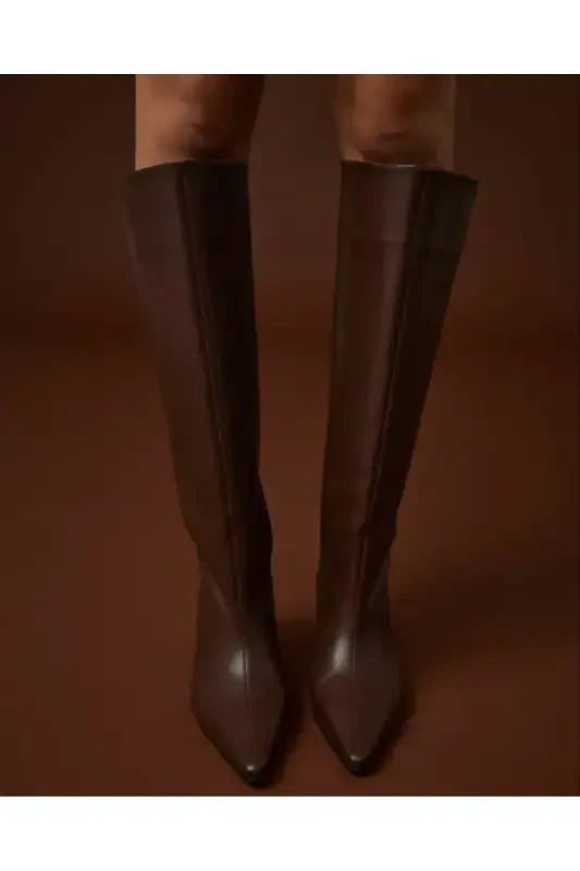 Mi Luz Sivri Burun Kısa Topuklu Günlük Çizme Kahverengi-kahverengi - 2