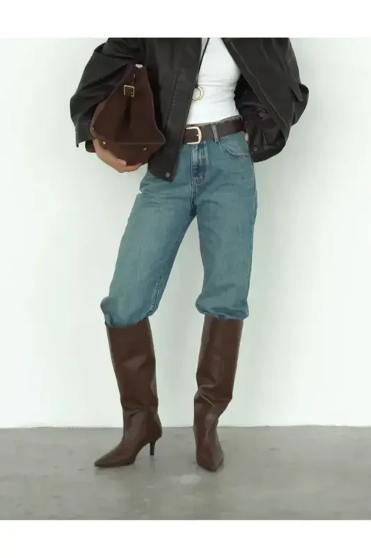 Mi Luz Sivri Burun Kısa Topuklu Günlük Çizme Kahverengi-kahverengi - 4