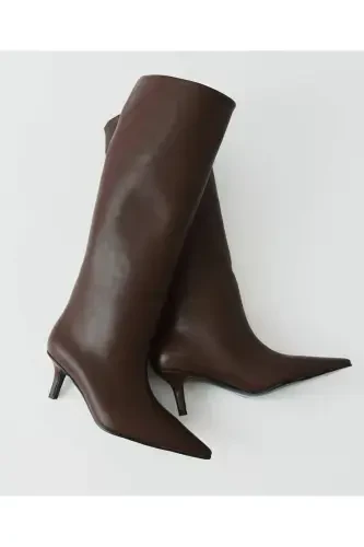 Mi Luz Sivri Burun Kısa Topuklu Günlük Çizme Kahverengi-kahverengi - 6