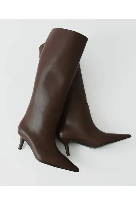 Mi Luz Sivri Burun Kısa Topuklu Günlük Çizme Kahverengi-kahverengi - 6