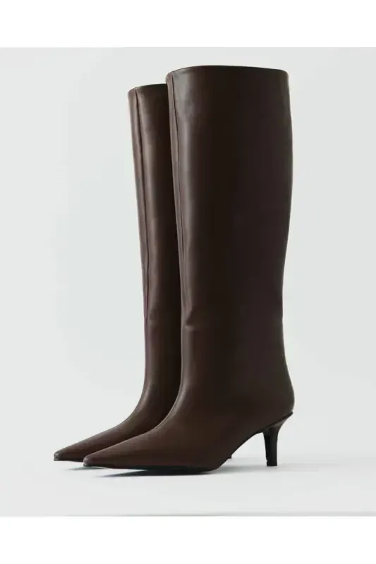 Mi Luz Sivri Burun Kısa Topuklu Günlük Çizme Kahverengi-kahverengi - 7