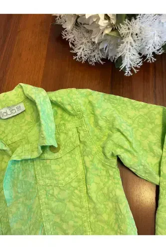 Mia lia girl and boy denim jacket slim fit-green - 3