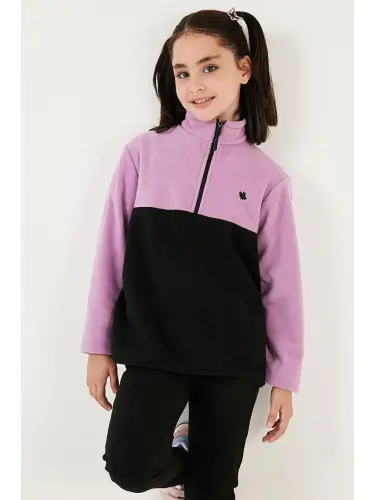 Мягкий Флисовый Полу-молния Воротник-стойка в стиле Color Block 5905004-Черный - 3