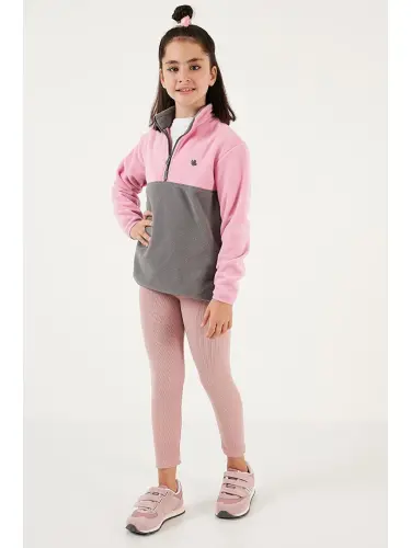 Мягкий Флисовый Полу-Замок Цветной Блок Воротник-Стойка 5905004-Серый - 4