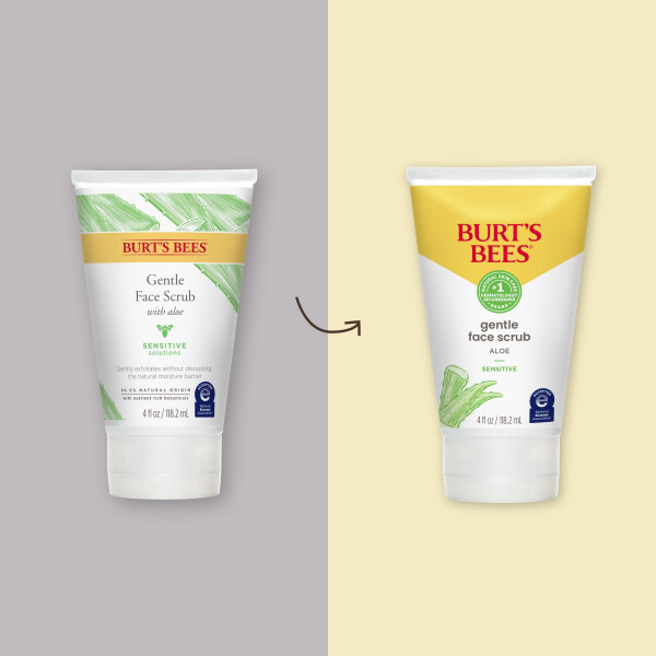 Мягкий скраб для лица с алоэ Burt's Bees для чувствительной кожи, 98,9% натурального происхождения, 4 жидких унции - 1