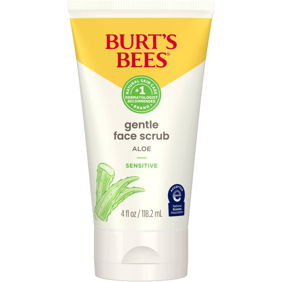 Мягкий скраб для лица с алоэ Burt's Bees для чувствительной кожи, 98,9% натурального происхождения, 4 жидких унции - 7