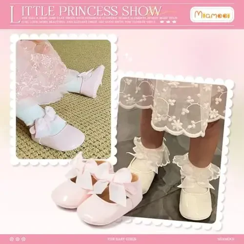 Miamooi Infant Baby Girls Wedding Dress Shoes Bow Ballet Princess Mary Jane Flats Toddler First Walkers Sneaker Newborn Crib Baptism Shoes - MIAMOOI (1)