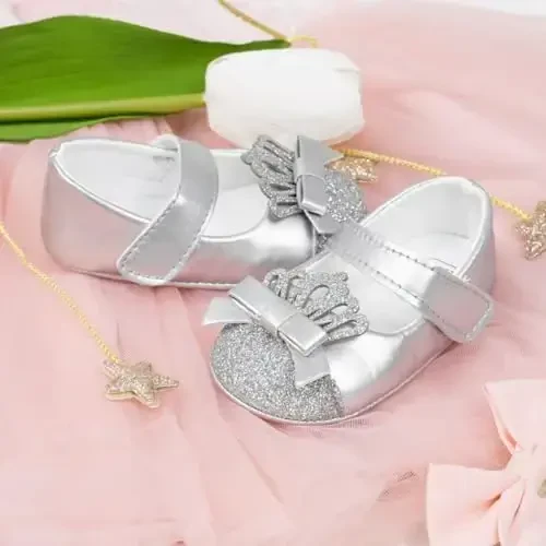 Miamooi Infant Baby Girls Wedding Dress Shoes Bow Ballet Princess Mary Jane Flats Toddler First Walkers Sneaker Newborn Crib Baptism Shoes - 5