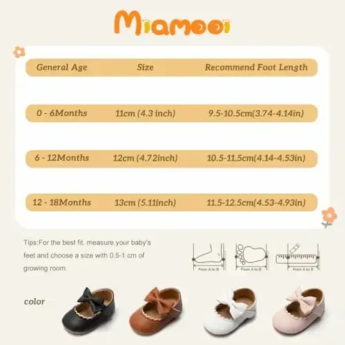 Miamooi Infant Baby Girls Wedding Dress Shoes Bow Ballet Princess Mary Jane Flats Toddler First Walkers Sneaker Newborn Crib Baptism Shoes - 2