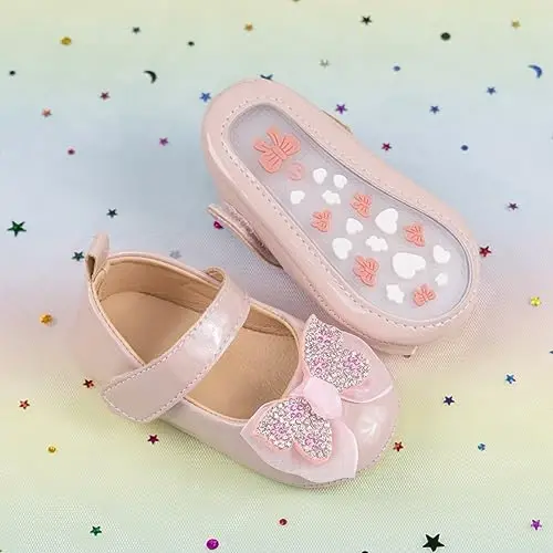 Miamooi Infant Baby Girls Wedding Dress Shoes Bow Ballet Princess Mary Jane Flats Toddler First Walkers Sneaker Newborn Crib Baptism Shoes - 4