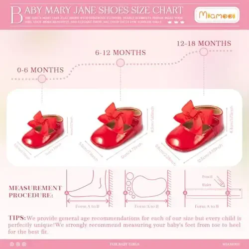 Miamooi Infant Baby Girls Wedding Dress Shoes Bow Ballet Princess Mary Jane Flats Toddler First Walkers Sneaker Newborn Crib Baptism Shoes - 6