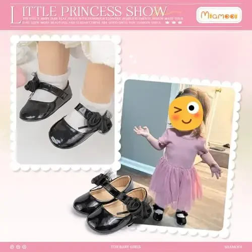 Miamooi Infant Baby Girls Wedding Dress Shoes Bow Ballet Princess Mary Jane Flats Toddler First Walkers Sneaker Newborn Crib Baptism Shoes - MIAMOOI (1)