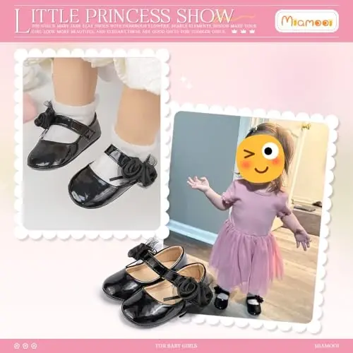 Miamooi Infant Baby Girls Wedding Dress Shoes Bow Ballet Princess Mary Jane Flats Toddler First Walkers Sneaker Newborn Crib Baptism Shoes - 2