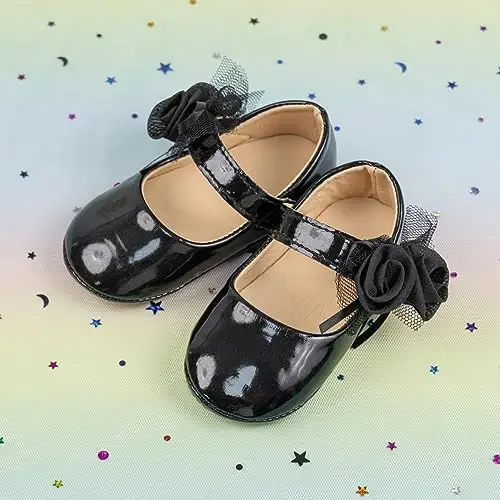 Miamooi Infant Baby Girls Wedding Dress Shoes Bow Ballet Princess Mary Jane Flats Toddler First Walkers Sneaker Newborn Crib Baptism Shoes - 4