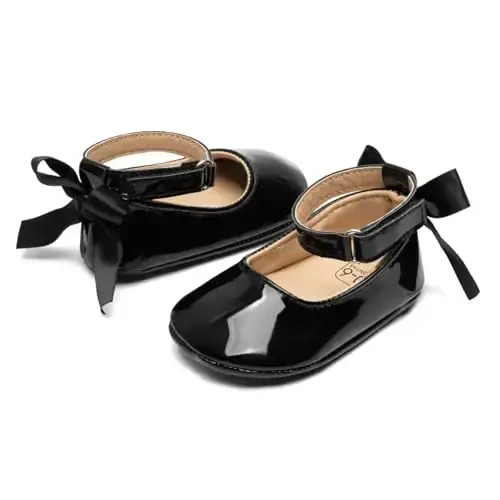 Miamooi Infant Baby Girls Wedding Dress Shoes Bow Ballet Princess Mary Jane Flats Toddler First Walkers Sneaker Newborn Crib Baptism Shoes - MIAMOOI