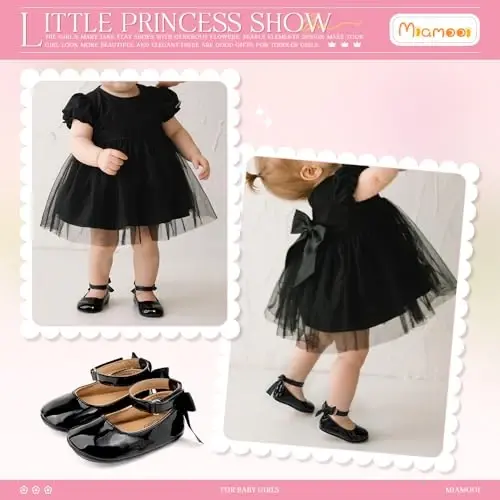 Miamooi Infant Baby Girls Wedding Dress Shoes Bow Ballet Princess Mary Jane Flats Toddler First Walkers Sneaker Newborn Crib Baptism Shoes - 3