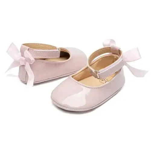 Miamooi Infant Baby Girls Wedding Dress Shoes Bow Ballet Princess Mary Jane Flats Toddler First Walkers Sneaker Newborn Crib Baptism Shoes - MIAMOOI
