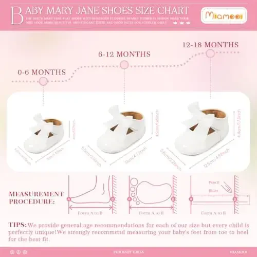 Miamooi Infant Baby Girls Wedding Dress Shoes Bow Ballet Princess Mary Jane Flats Toddler First Walkers Sneaker Newborn Crib Baptism Shoes - 6