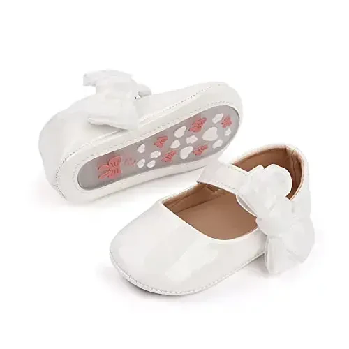 Miamooi Infant Baby Girls Wedding Dress Shoes Bow Ballet Princess Mary Jane Flats Toddler First Walkers Sneaker Newborn Crib Baptism Shoes - MIAMOOI