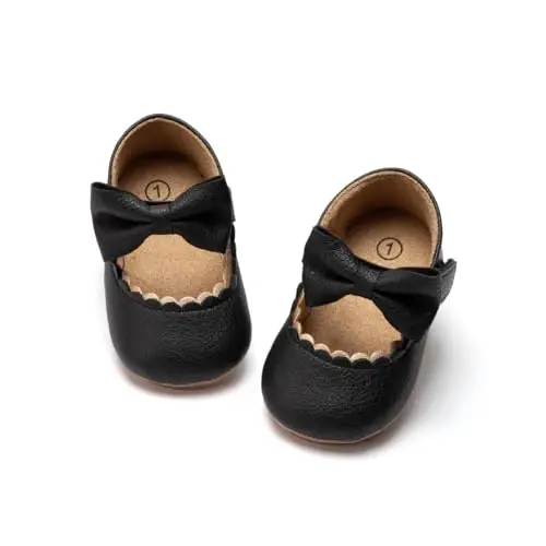 Miamooi Infant Baby Girls Wedding Dress Shoes Bow Ballet Princess Mary Jane Flats Toddler First Walkers Sneaker Newborn Crib Baptism Shoes - 3