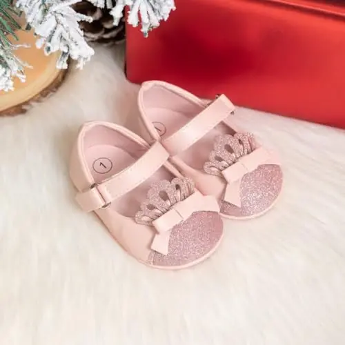 Miamooi Infant Baby Girls Wedding Dress Shoes Bow Ballet Princess Mary Jane Flats Toddler First Walkers Sneaker Newborn Crib Baptism Shoes - 5