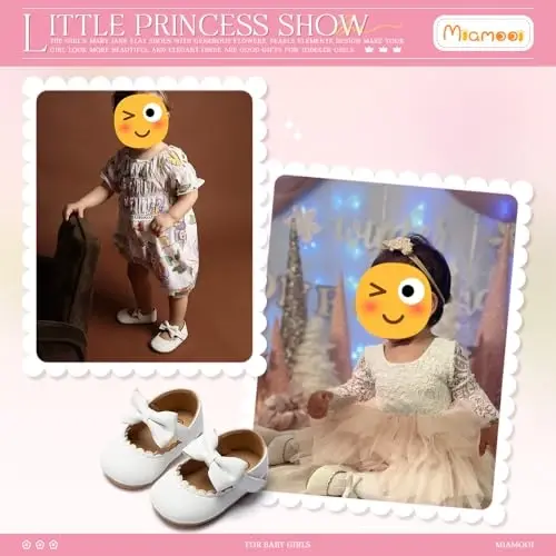 Miamooi Infant Baby Girls Wedding Dress Shoes Bow Ballet Princess Mary Jane Flats Toddler First Walkers Sneaker Newborn Crib Baptism Shoes - 4