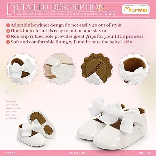 Miamooi Infant Baby Girls Mary Jane Shoes Bow Ballet Flats First Walkers - 5