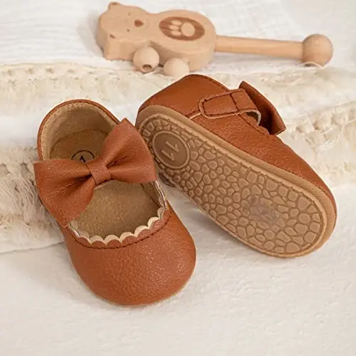 Miamooi Infant Baby Girls Mary Jane Shoes Bow Ballet Flats First Walkers - MIAMOOI (1)