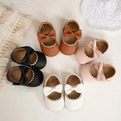 Miamooi Infant Baby Girls Mary Jane Shoes Bow Ballet Flats First Walkers - 4