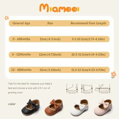 Miamooi Infant Baby Girls Mary Jane Shoes Bow Ballet Flats First Walkers - 6