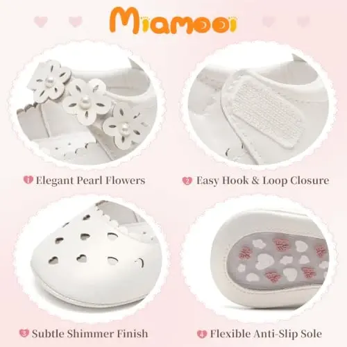 Miamooi Infant Baby Girls Mary Jane Shoes Bow Ballet Flats First Walkers - 4