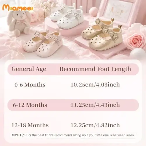 Miamooi Infant Baby Girls Mary Jane Shoes Bow Ballet Flats First Walkers - 6
