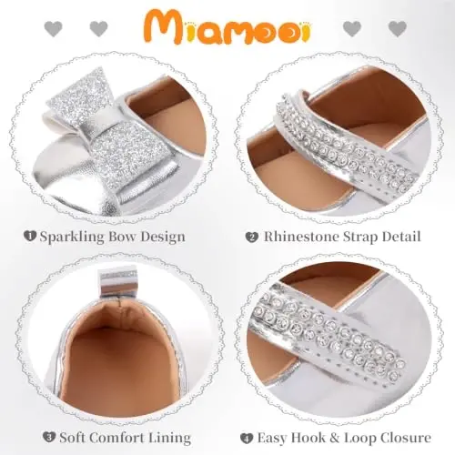 Miamooi Infant Baby Girls Mary Jane Shoes Bow Ballet Flats First Walkers - 4