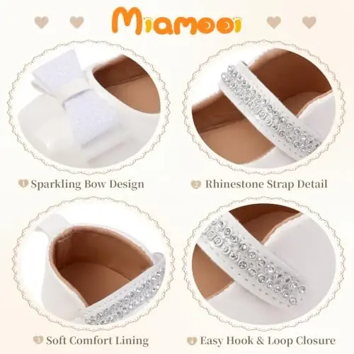 Miamooi Infant Baby Girls Mary Jane Shoes Bow Ballet Flats First Walkers - 4