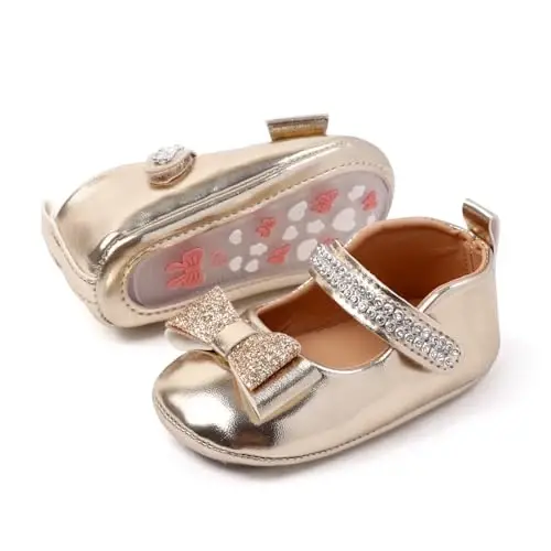 Miamooi Infant Baby Girls Mary Jane Shoes Bow Ballet Flats First Walkers - 1