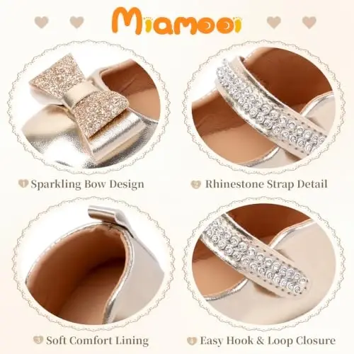 Miamooi Infant Baby Girls Mary Jane Shoes Bow Ballet Flats First Walkers - 4