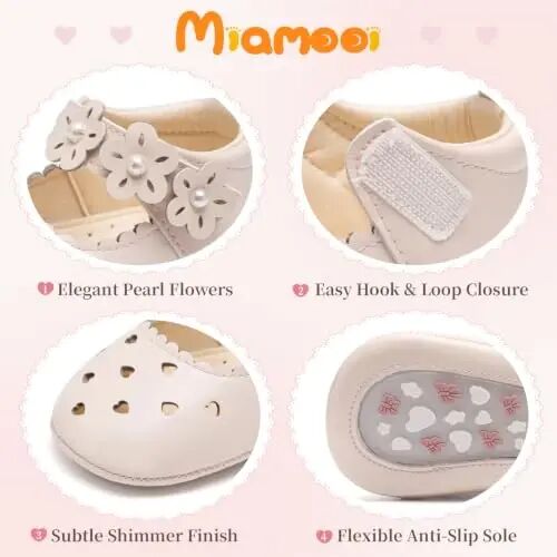 Miamooi Infant Baby Girls Mary Jane Shoes Bow Ballet Flats First Walkers - 4