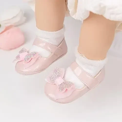 Miamooi Infant Baby Girls To'y Ko'ylagi Poyabzallari Kamon Balet Princess Mary Jane Flats Kichkintoy Birinchi Yuruvchilar Sneaker Yangi tug'ilgan Chaqaloq Beshik Suvga cho'mish Poyabzallari - 3