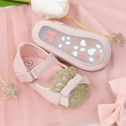 Miamooi Infant Baby Girls To'y Ko'ylak Poyafzallari Bow Ballet Princess Mary Jane Flats Toddler Birinchi Qadamlar Krossovkasi Yangi Tug'ilgan Chaqaloq Cho'qintirish Poyafzallari - 4